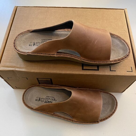 NEW Naot The Rome Slip On Leather Sandal Brown Women's 7 - Picture 1 of 6